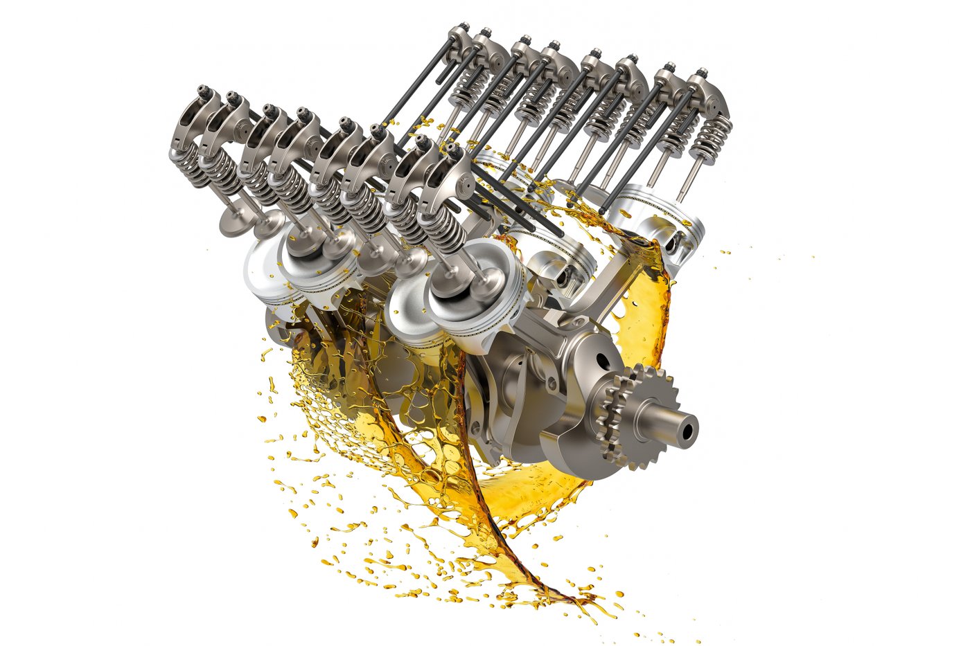 Engine components with synthetic motor oil